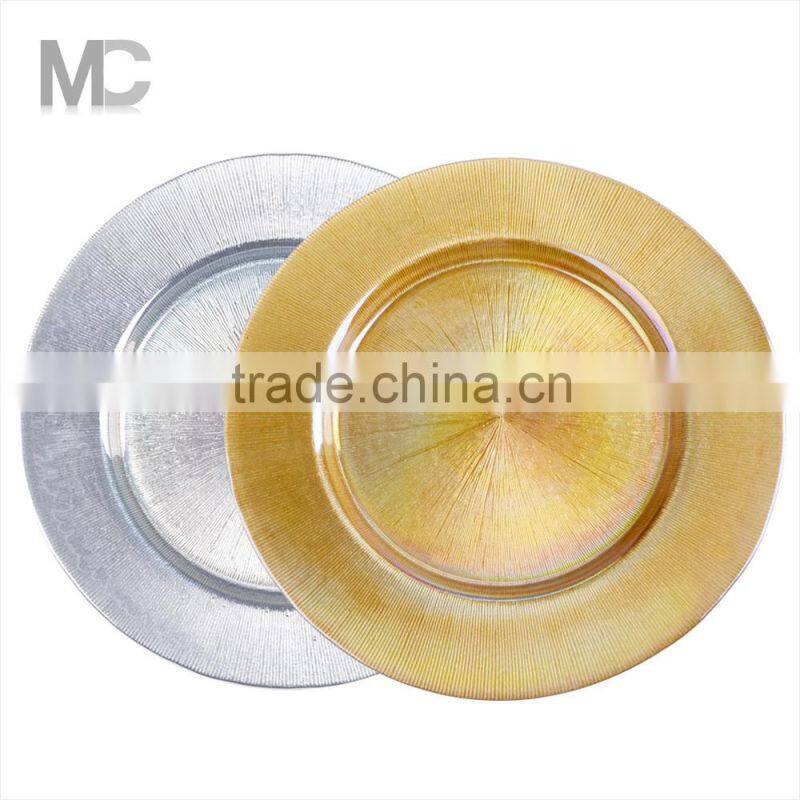 Wholesale Cheap Wedding and Catering Colorful Glass Charger Plates