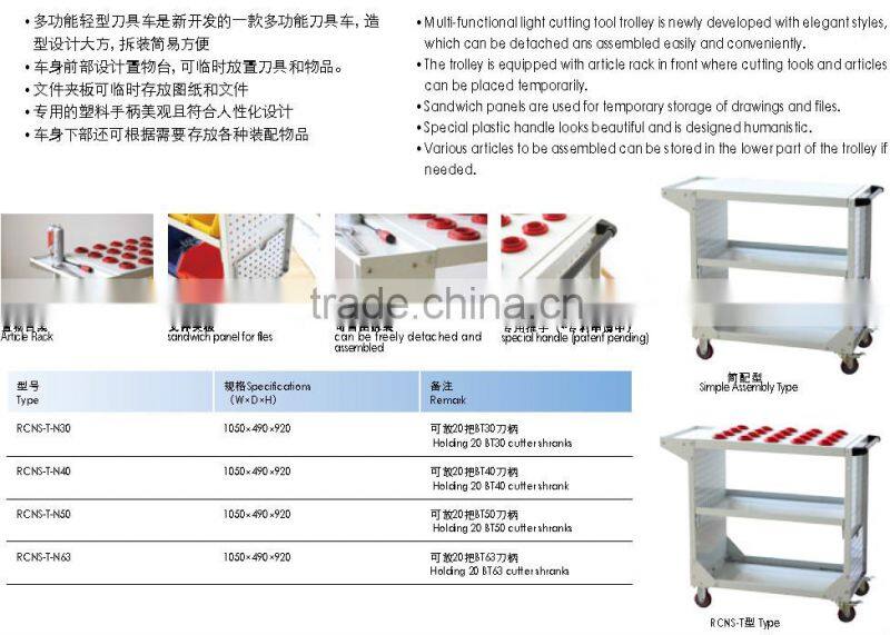 Muti-functional light metal cutting tool cabinet trolly with wheels