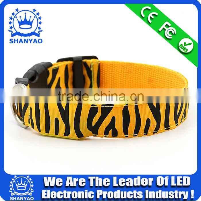 Wholesale LED Yellow Braided Nylon Choke Collar For Dog