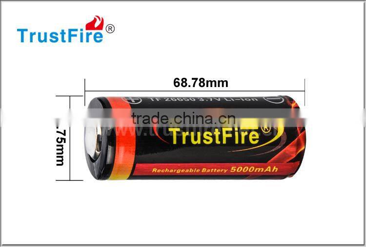Trustfire portable 26650 5000mah 3.7V li-ion Rechargeable cell batteries with nipple top(1pcs)
