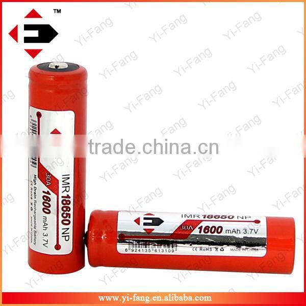 EFAN vapor batteries IMR18650 LiMn 18650 30A 1600MAH big mods power battery with button top battery price