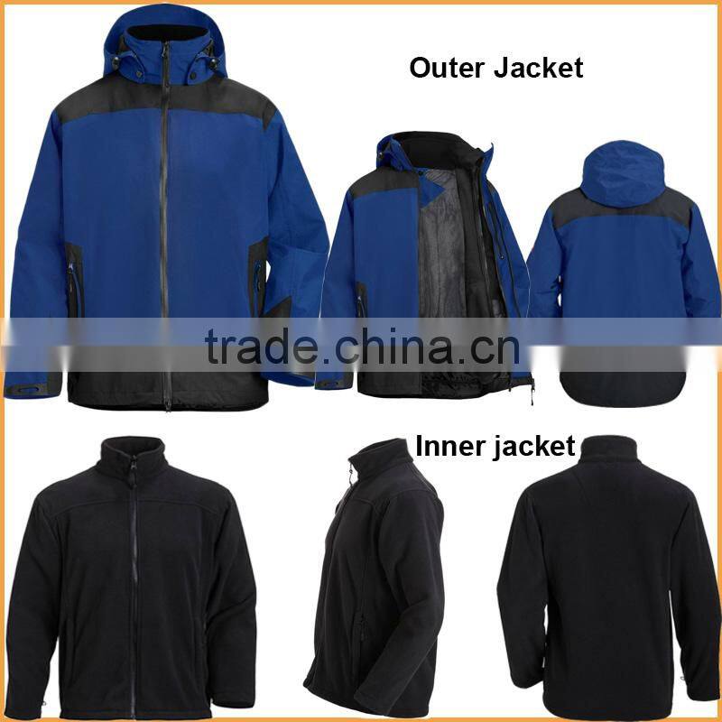 Men's 3 IN 1 Functional waterproof Jacket Blue workwear waterproof sport jacket