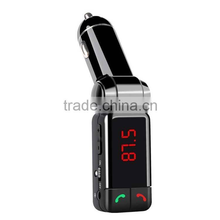 Factory supply, 2015 Product Multi-Function Bluetooth Enabled Car Kit Fm Transmitter with LED Display Line-in and Dual USB Port