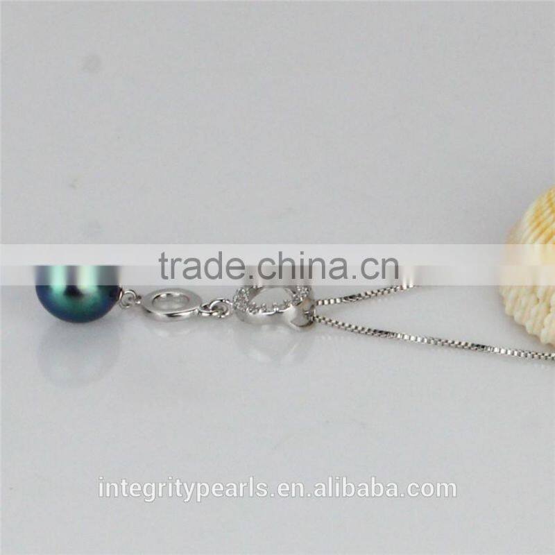 925 silver peacock 9-10mm AAA drop single freshwater pearl pendant