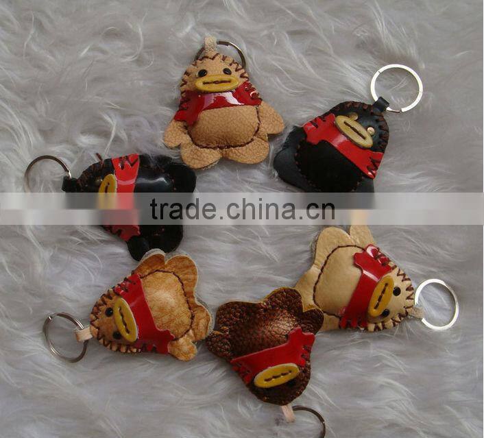 High quality Lovely fish leather animal keychain genuine leather keychain for promotional gift handmade leather keychain
