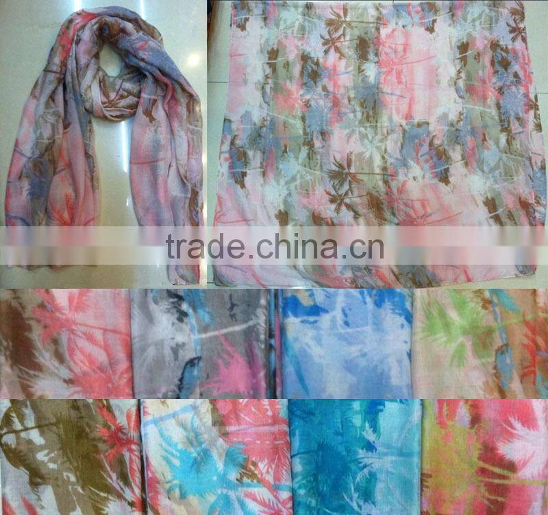new arrival muti-color Coconut palm figure gauze scarf