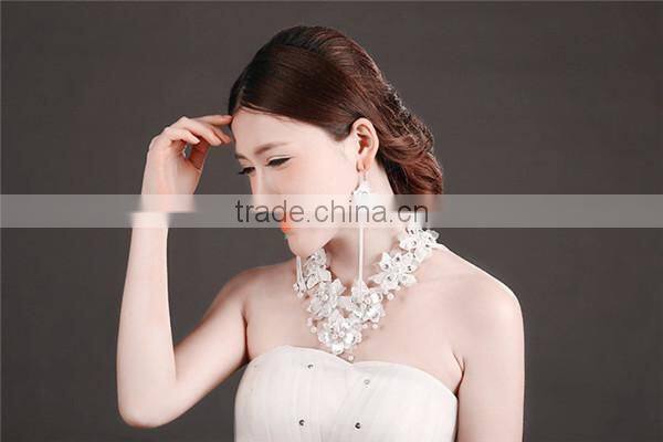 MYLOVE white lace bridal jewelry set necklace earring set flower new design jewelry MLT002
