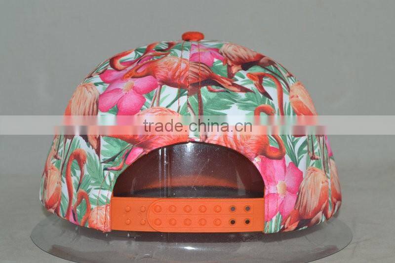 Guangzhou hat factory professional custom 100% polyester/animal camouflage and orange/embroidery logo/flat brim hat