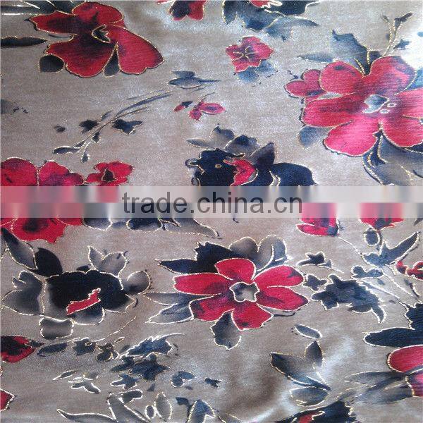 High quality good strech printing korean velvet /uphostery fabric