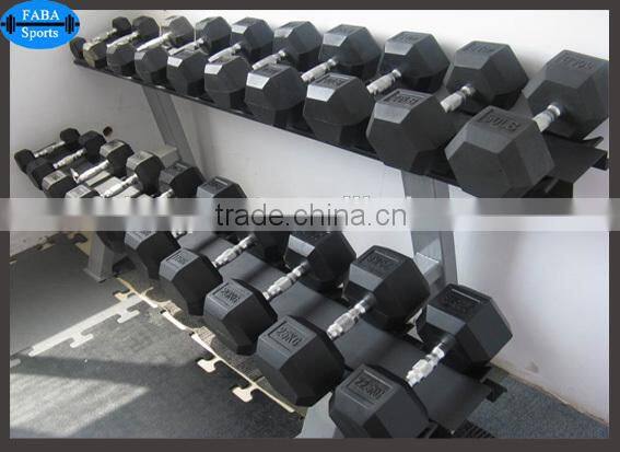 Hexagonal Rubber Coated Dumbbells