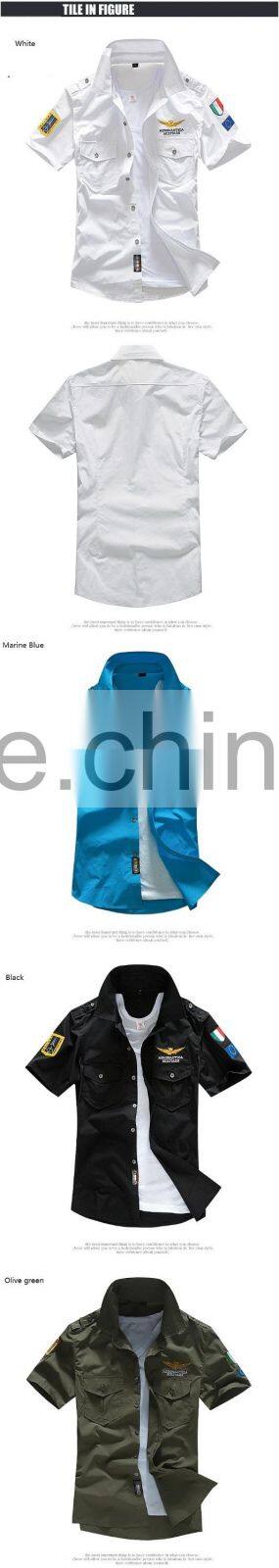 China Supplier cotton polyester Military Use and Formal Style pilot flight casual short sleeve shirt