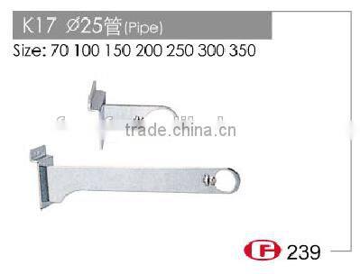K17 Supermarket use display bracket Slatwall chrome metal round tube bracket