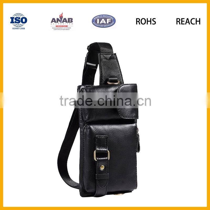 High Quality PU Leather Men Fanny Waist Pack Belt Shoulder Messenger Chest Bag