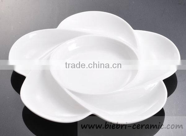 Super White Excellent Quality Ceramic Porcelain Partion Divided Portion Plates Dishes For Restaurant Hotel Party Wholesale