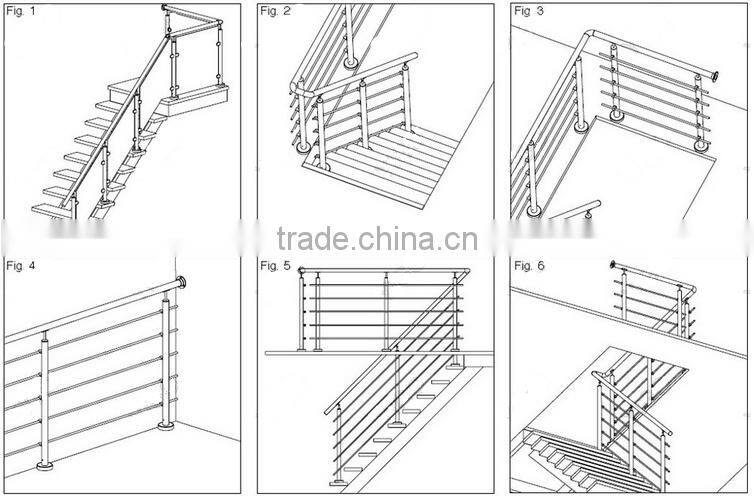DUAL SOURCE HARDWARE- 2015 hot indoor stainless steel handrail with solid rod