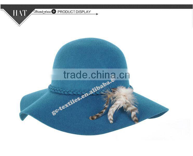new hot product for 2014 fashion women promotional party felt hat wide brim with fur