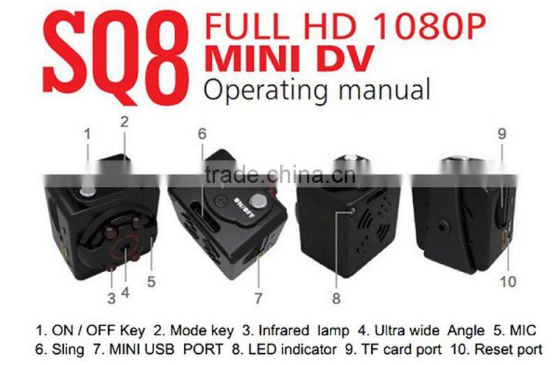 Hot Porducts 2017 SQ8 Smallest Cube Hidden Spy DVR Camera hd 1080P Micro Spia HDV camcorder Infrared Night Vision Digtal Cam