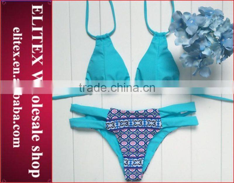 2017 Newest colorful leaves sexy print modest swimwear CK350