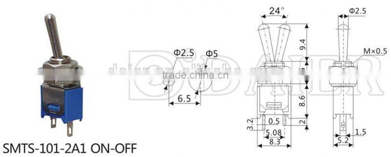 SMTS-101-2A1 mini type ON-OFF sub-miniature toggle switch