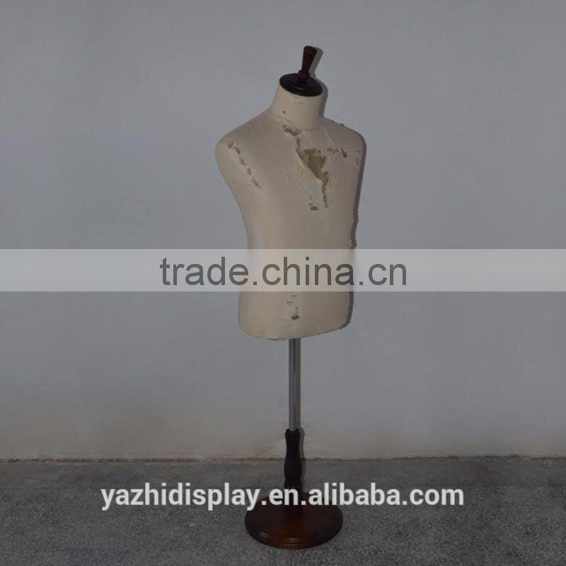 Worn out fabric upper body retro man tailor mannequin display