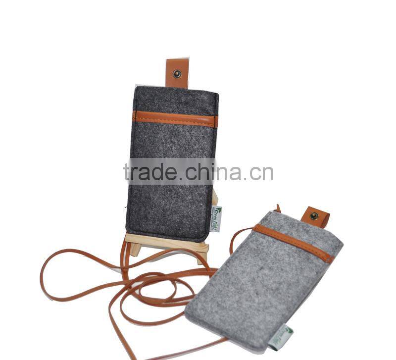 Felt leather mobile phone pouch, removable felt leather mobile phone pouch