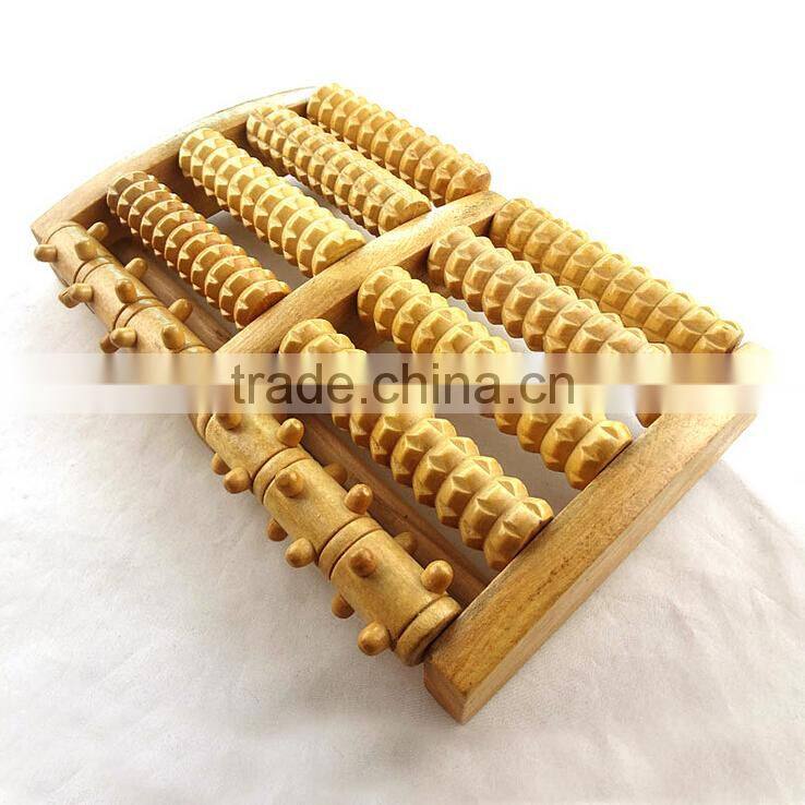 5 rows wooden care reflexology relax relief stress health therapy foot roller massager