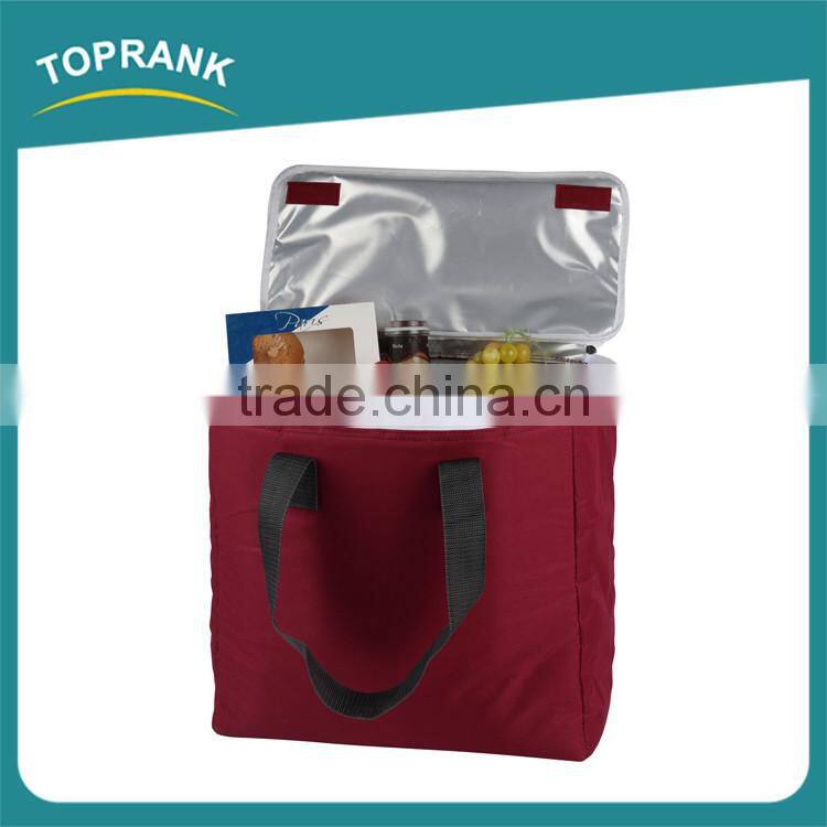 Cheap wholesale promotional blank soft 600D insulated tote cooler bag for frozen food