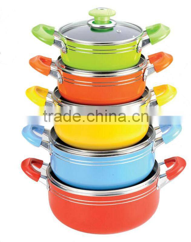 5pcs non-stick forged cookware set aluminum pan cooking ceramic pot