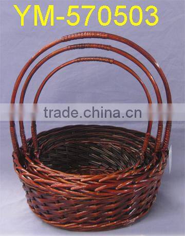 Round Dark Willow Basket Set of 3