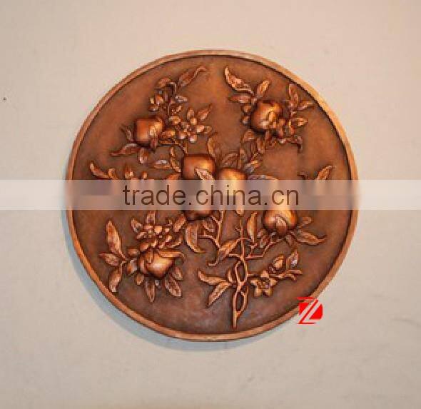 high quality metal wall relief with peach sculpture