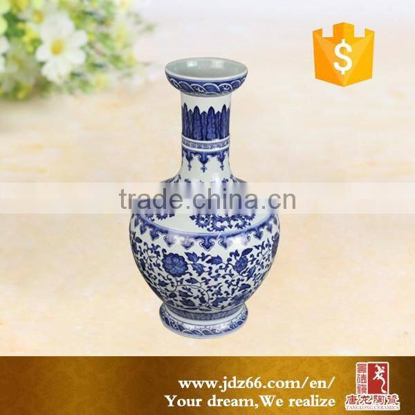 Hot selling antique chinese blue and white ceramic porcelain flower vase