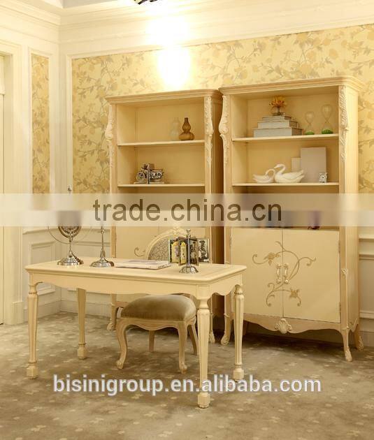 Antique style hand painting in ivory color wooden carved children bookcase/filling cabinet -BF07-70354B