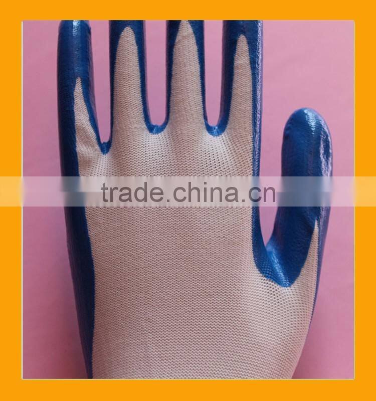 13 Gauge Seamless Knitted Blue Nitrile Palm Coated Nylon Working Gloves