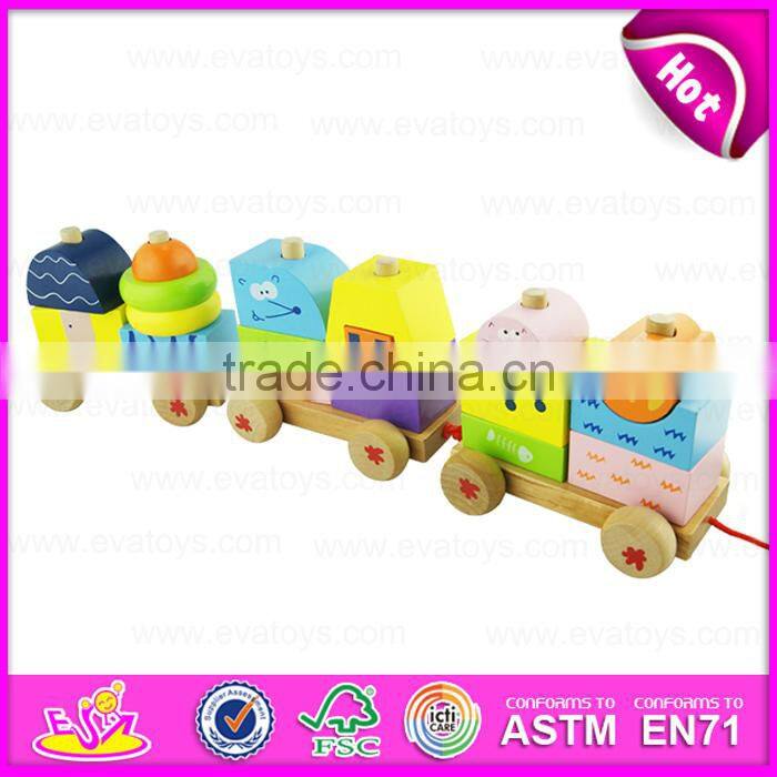 Wooden Block Toy Train Set for kids,Wonderful and safe wooden big block Train toy Toddler Toy W05C023