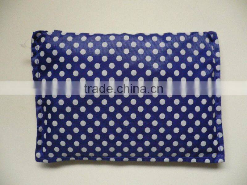 BLUE White Polka Dots Large Reusable Shopping Bag Wide Handles Eco-friendly tote bags