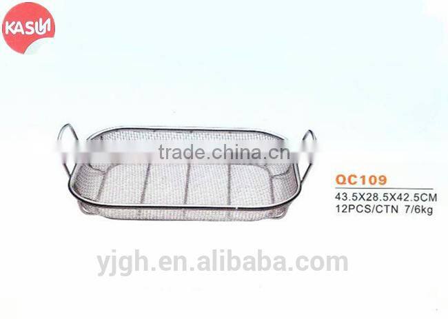 QC111 stainless steel bbq grill basket roasting grill pizza pan