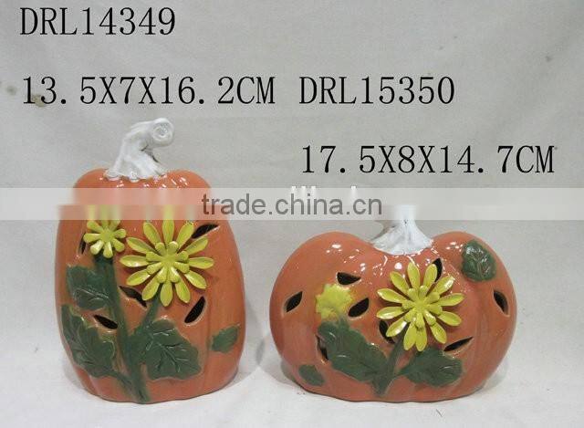 holloween flower pattern on ceramic pumpkin festive decorations