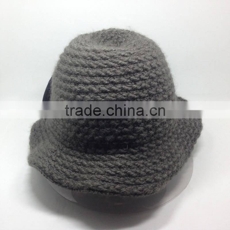 Fleece Crocheted Knit / Knitted Cap With Bowknot