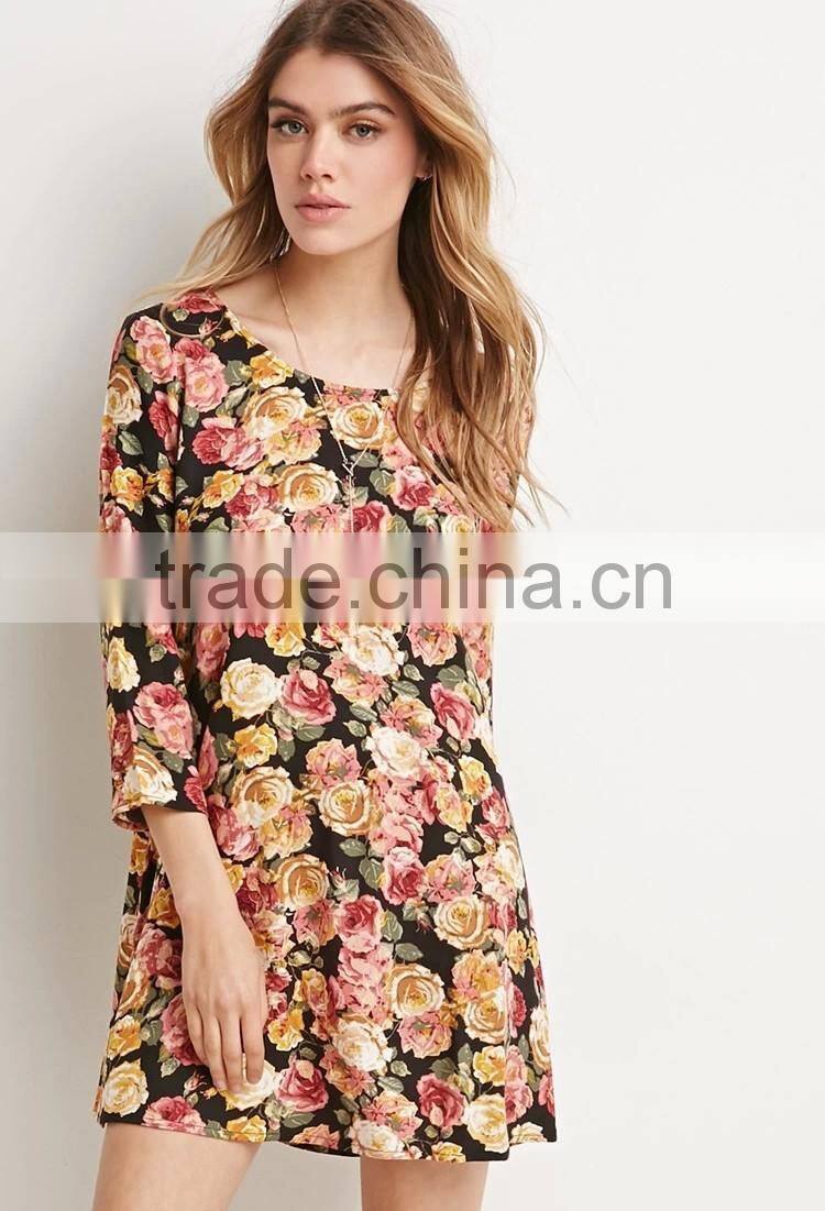 2015 New Arrival Baby Girl flower sublimation printing one piece party dress