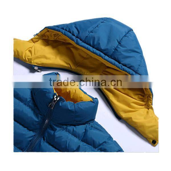 fashion light hooded shiny down jacket for men