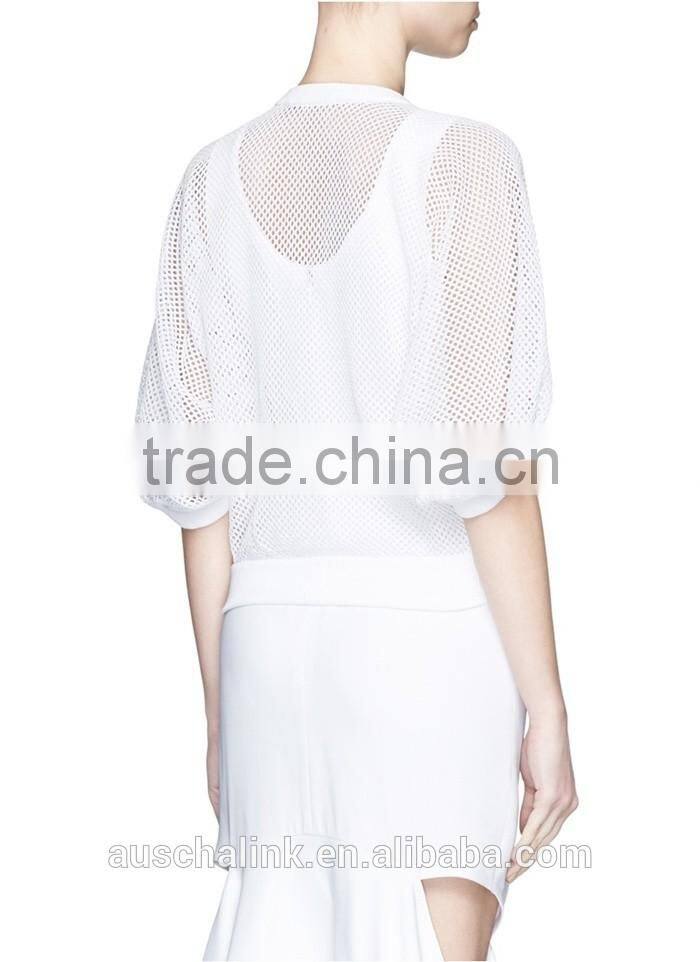 korea style fashion design lady custom bell sleeve mesh knit sweater