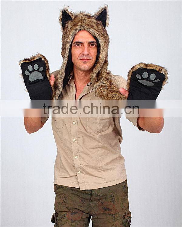 Quality latest safe standard children's animal hood hat and scarf