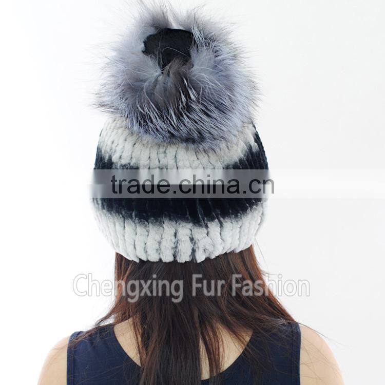 CX-C-02E 2016 Newest Knitted Hat Rex Rabbit Fur Woman Hat