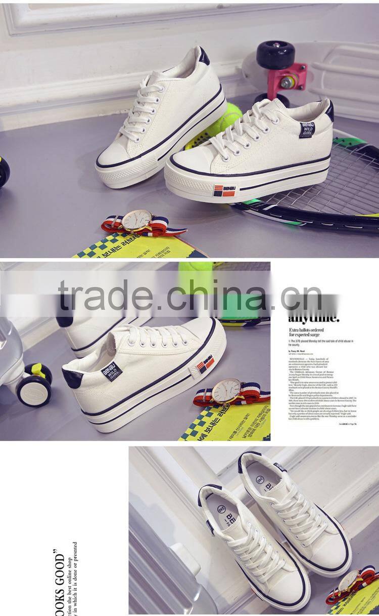 Ladies plain color increase canvas shoes wholesale