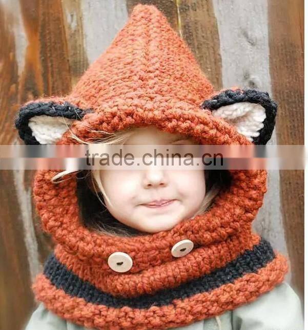 Custom made European design unisex warm winter knitted cap children caps fax bowler hat