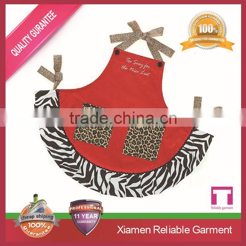 2016 New high quality cheap black working pattern kitchen aprons sale