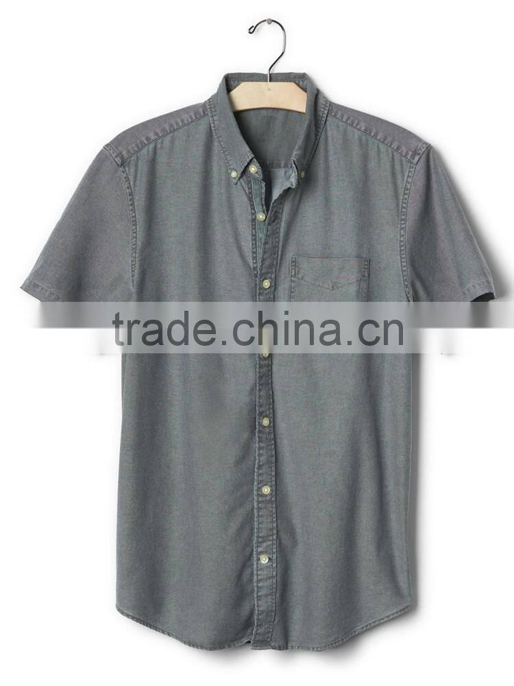 High quality wholesale casual short sleeve chambray mens dri fit shirts