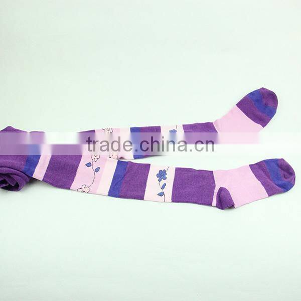Purple Long Socks For Girl Tights Lady Strip Tight Socks