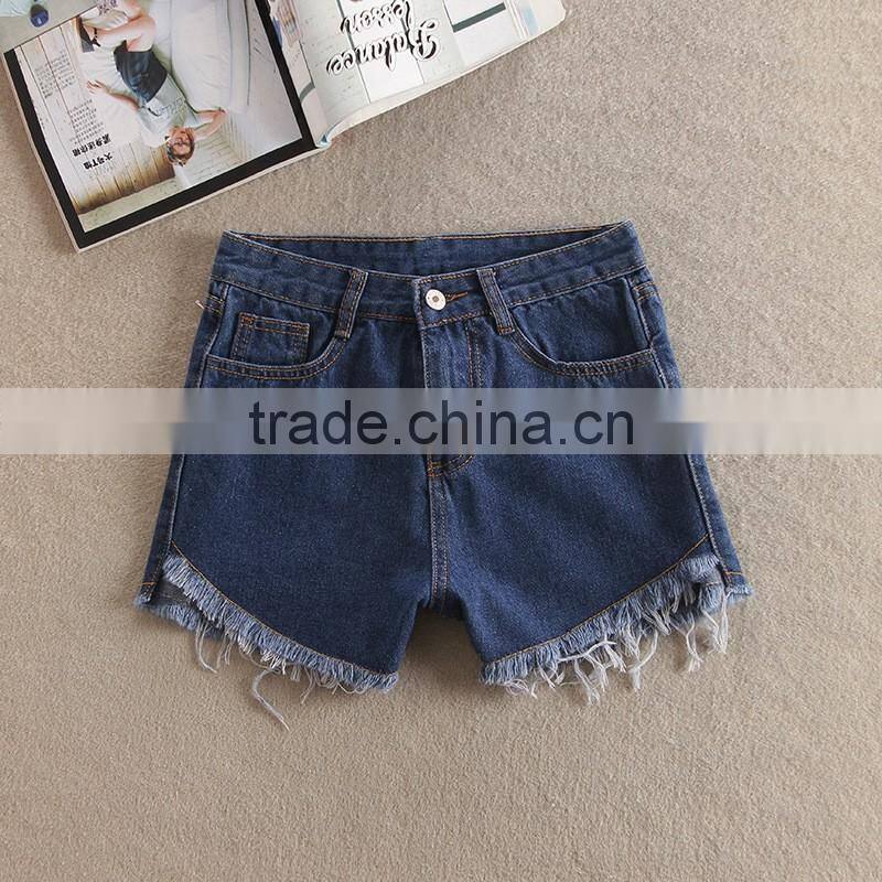 Summer Fashion Irregular Females washable and loose cowboy shorts hot shorts with macrame