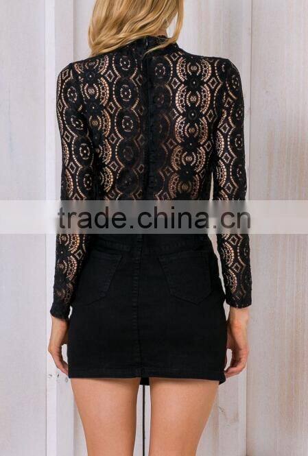 Runwaylover 114 Hot Sale 2017 Women Fashion Lace Transparent T-Shirt